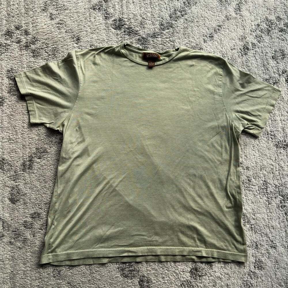 Tasso Elba Olive Green Micro Striped Cotton T-Shirt XL